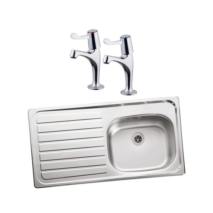 Leisure Lexin 994720 Single Bowl Left Drainer Sink and Belfort Pillar Lever Sink Tap Pack