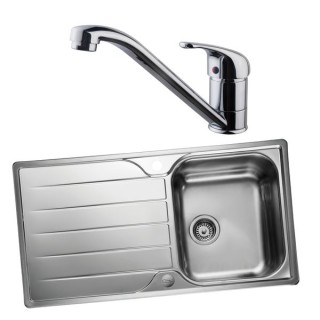 Albion 994813 Single Bowl Inset Sink and Corte Monobloc Sink Mixer Chrome Pack