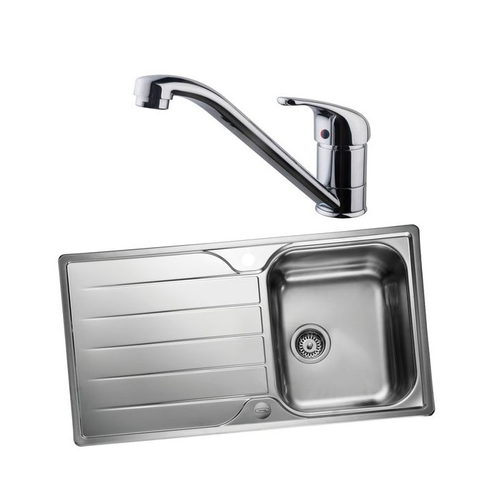 Albion 994813 Single Bowl Inset Sink and Corte Monobloc Sink Mixer Chrome Pack