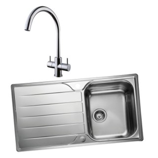 Albion 994824 Single Bowl Inset Sink and Chantilly Monobloc Sink Mixer Chrome Pack