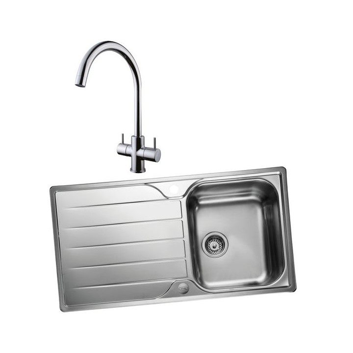 Albion 994824 Single Bowl Inset Sink and Chantilly Monobloc Sink Mixer Chrome Pack