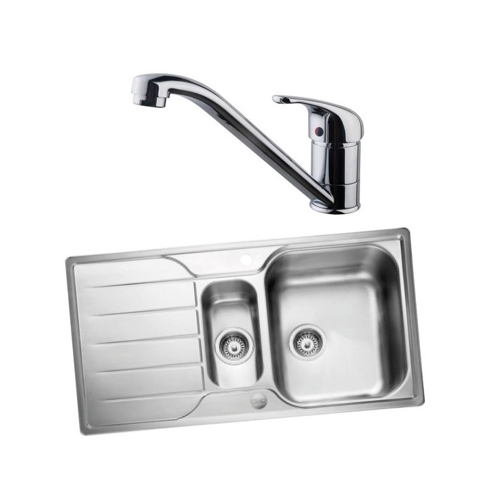 Albion 994833 1.5 Bowl Inset Sink and Corte Monobloc Sink Mixer Chrome Pack