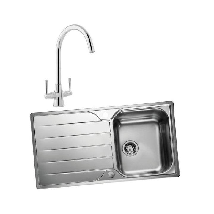 Albion 994841 Single Bowl Inset Sink and Talence Monobloc Sink Mixer Chrome Pack