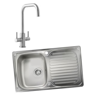 Linear 994724 Single Bowl Inset Sink and Colmar Monobloc Sink Mixer Chrome Pack