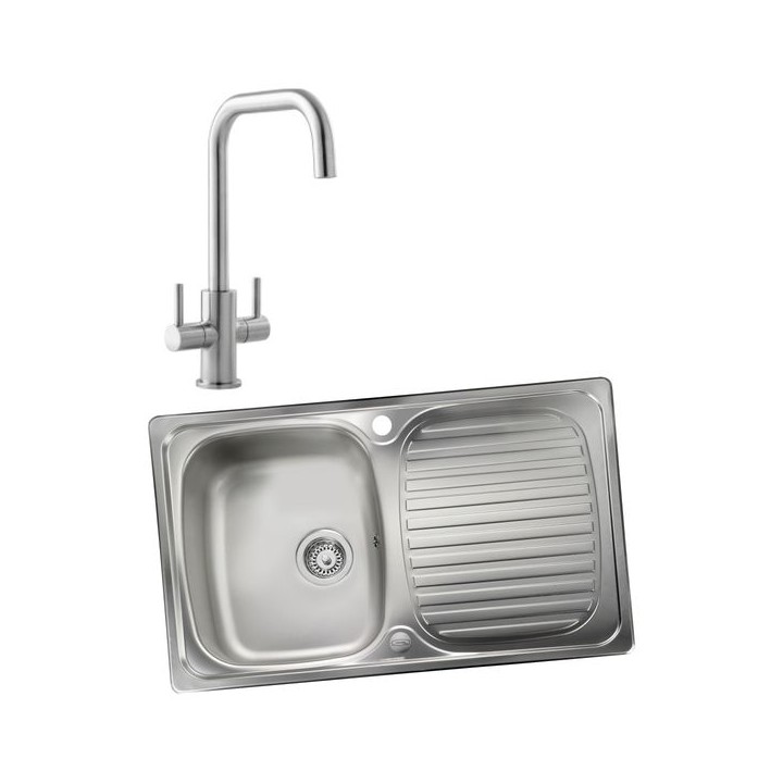 Linear 994724 Single Bowl Inset Sink and Colmar Monobloc Sink Mixer Chrome Pack