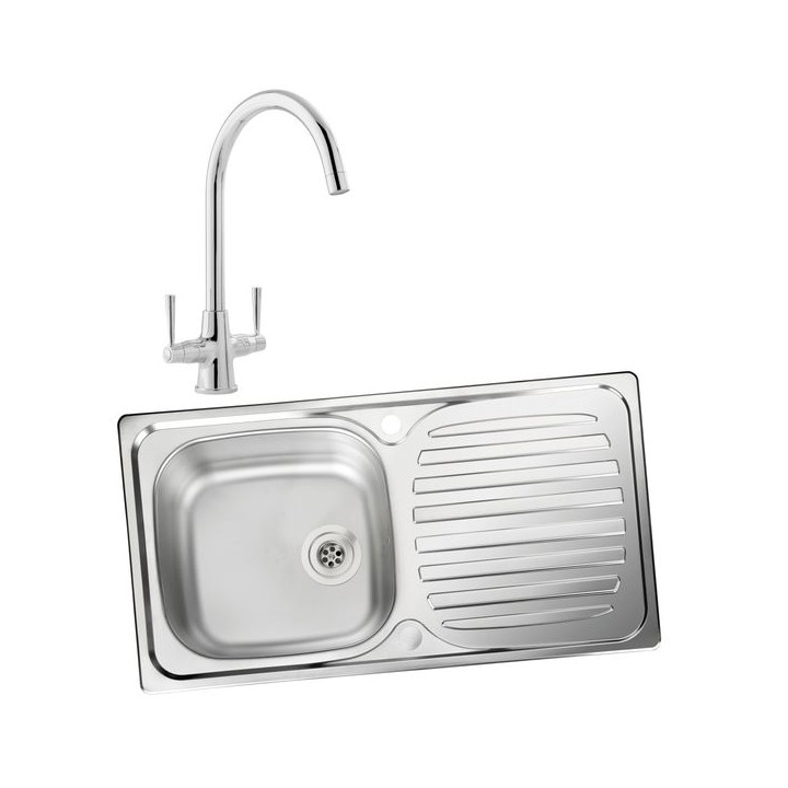 Leisure Euroline 994846 Single Bowl Inset Sink and Talence Monobloc Sink Mixer Pack