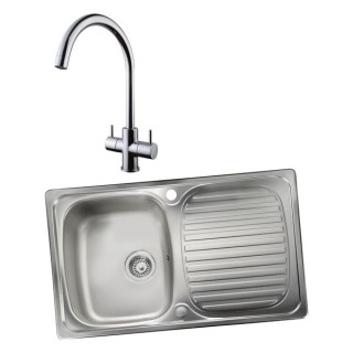 Linear 994726 Single Bowl Inset Sink and Chantilly Monobloc Sink Mixer Chrome Pack