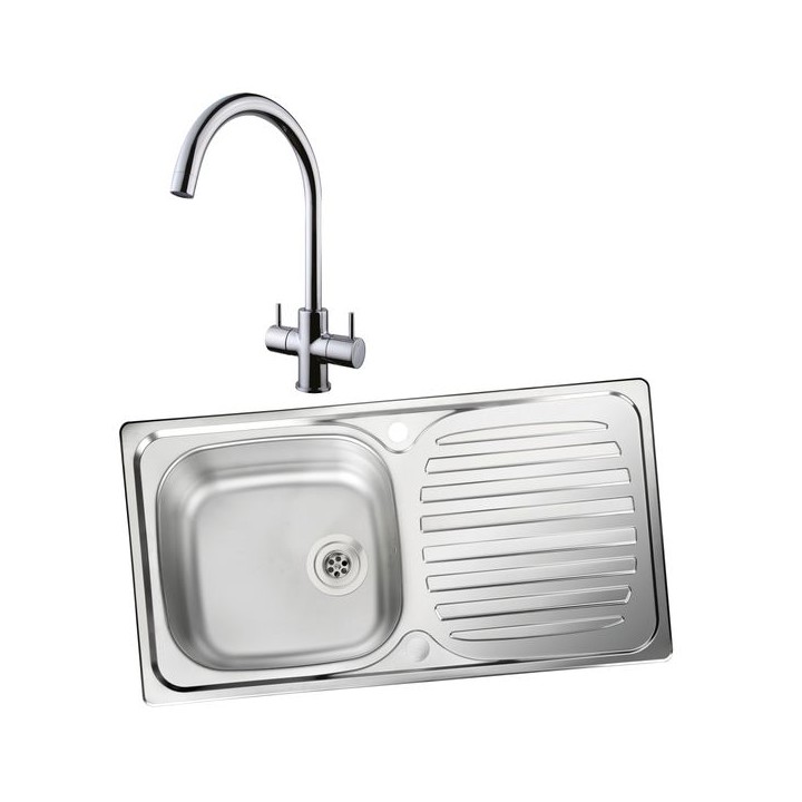 Leisure Euroline 994723 Single Bowl Inset Sink and Chantilly Monobloc Sink Mixer Pack