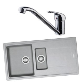 Franke 994719 1.5 Bowl Inset Sink Urban Grey and Corte Monobloc Sink Mixer Chrome Pack