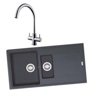 Franke 994814 1.5 Bowl Inset Sink Black and Chantilly Monobloc Sink Mixer Chrome Pack