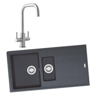 Franke 994750 1.5 Bowl Inset Sink Black and Colmar Monobloc Sink Mixer Chrome Pack