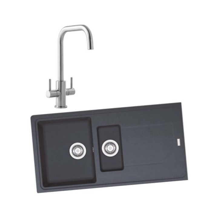 Franke 994750 1.5 Bowl Inset Sink Black and Colmar Monobloc Sink Mixer Chrome Pack