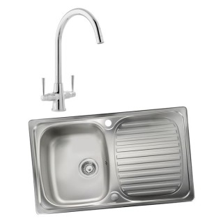Linear 994825 Single Bowl Inset Sink and Talence Monobloc Sink Mixer Chrome Pack