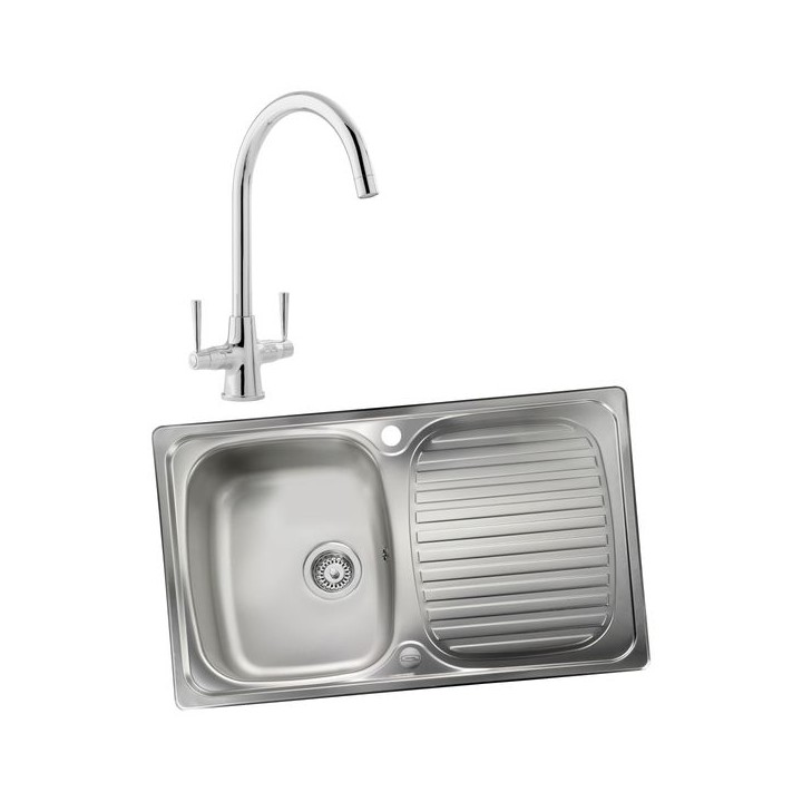 Linear 994825 Single Bowl Inset Sink and Talence Monobloc Sink Mixer Chrome Pack