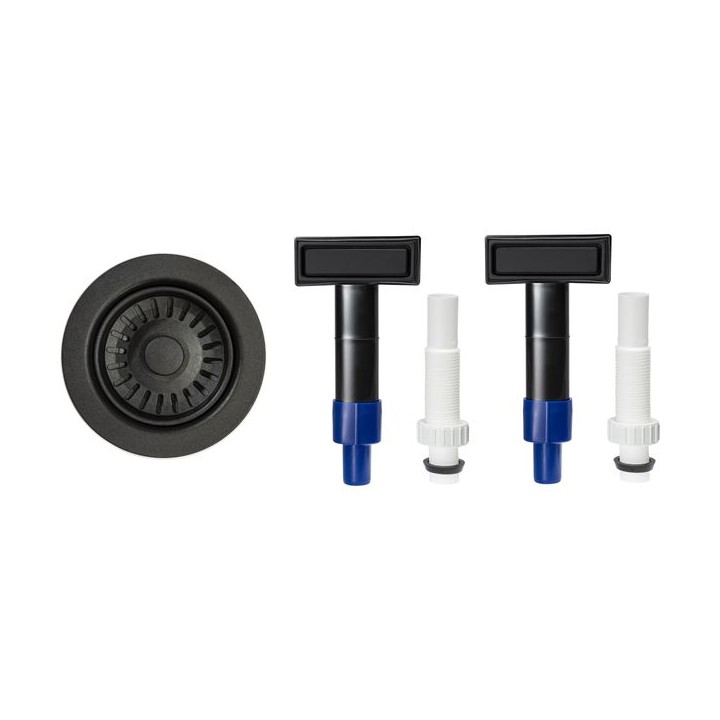 Abode AX1154 Waste with Two Wide Overflows Matt Black