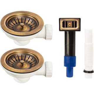 Abode AX1149 2 Wastes with Rectangular Overflow Antique Brass