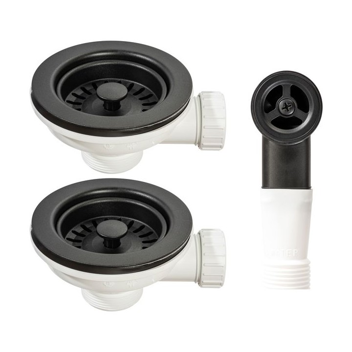 Abode AX1146 2 Wastes with Round Overflow Matt Black