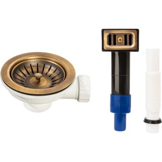 Abode AX1147 Waste with Rectangular Overflow Antique Brass