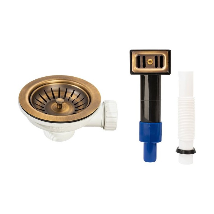 Abode AX1147 Waste with Rectangular Overflow Antique Brass