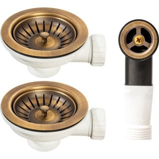 Abode AX1150 2 Wastes with Round Overflow Antique Brass