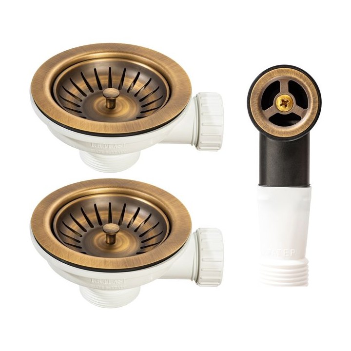 Abode AX1150 2 Wastes with Round Overflow Antique Brass