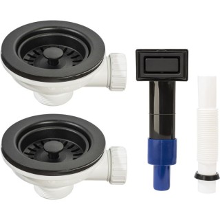 Abode AX1145 2 Wastes with Rectangular Overflow Matt Black