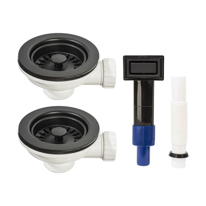 Abode AX1145 2 Wastes with Rectangular Overflow Matt Black