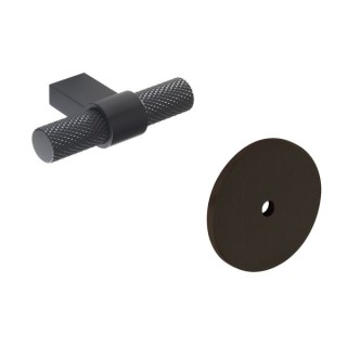 Knurled T Handle with Round Backplate Black