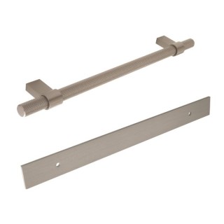 Knurled Bar Handle with Long Rectangular Backplate Stainless Steel
