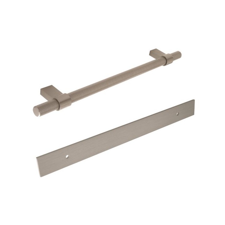 Knurled Bar Handle with Long Rectangular Backplate Stainless Steel