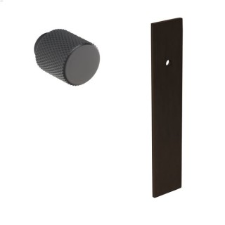 Knurled Knob with Short Rectangular Backplate Black