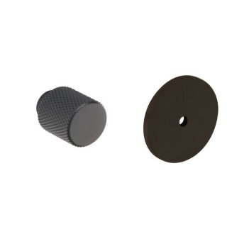 Knurled Knob with Round Backplate Black