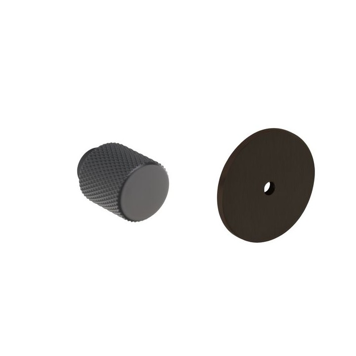 Knurled Knob with Round Backplate Black
