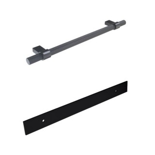 Knurled Bar Handle with Long Rectangular Backplate Black