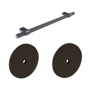 Knurled Bar Handle with Round Backplate Black