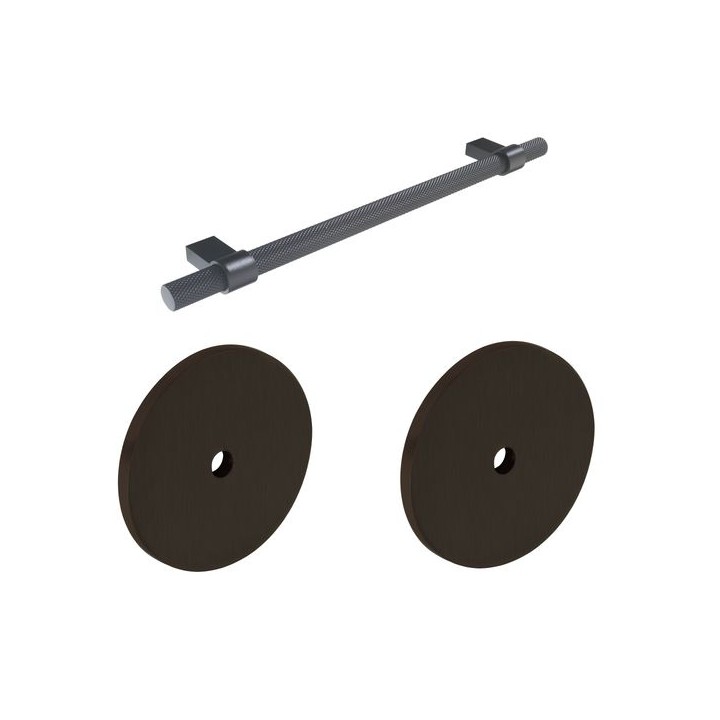 Knurled Bar Handle with Round Backplate Black