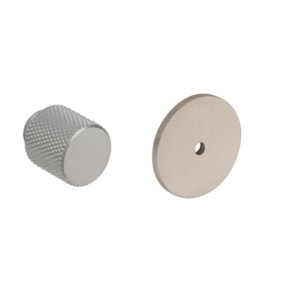 Knurled Knob with Round Backplate Stainless Steel