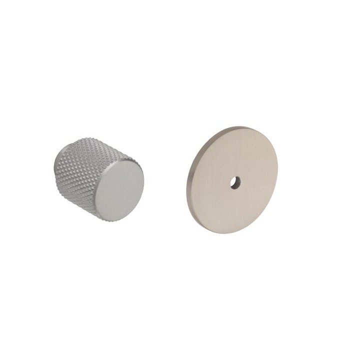 Knurled Knob with Round Backplate Stainless Steel