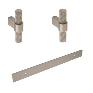 Knurled T Handle with Long Rectangular Backplate Stainless Steel