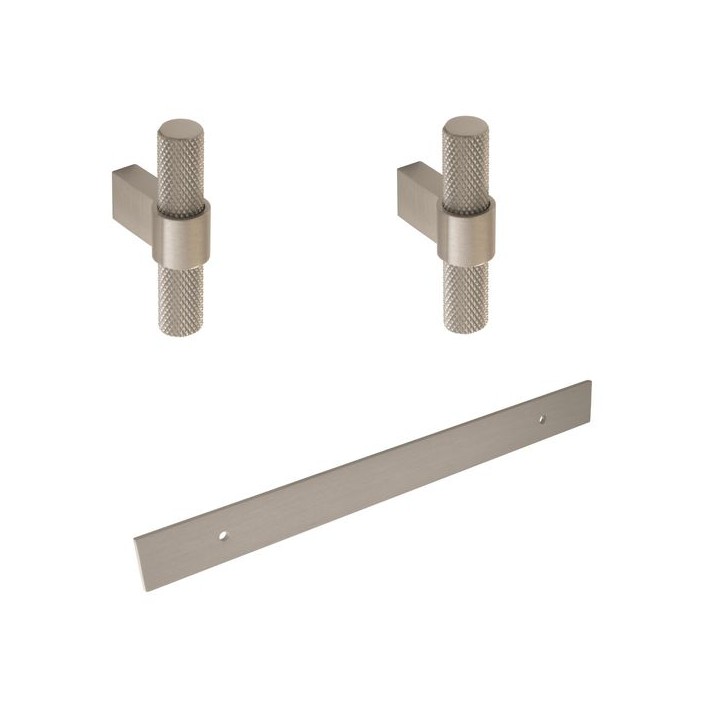 Knurled T Handle with Long Rectangular Backplate Stainless Steel