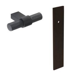 Knurled T Handle with Short Rectangular Backplate Black
