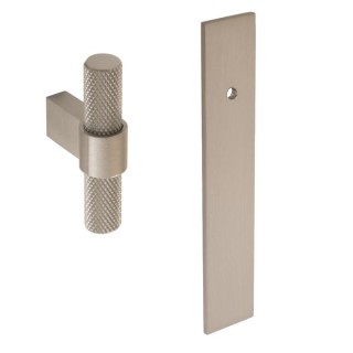 Knurled T Handle with Short Rectangular Backplate Stainless Steel