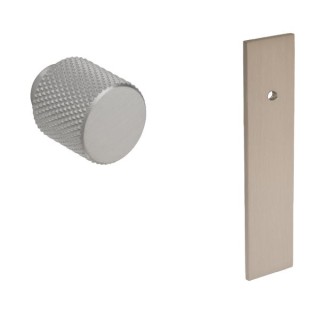 Knurled Knob with Short Rectangular Backplate Stainles Steel