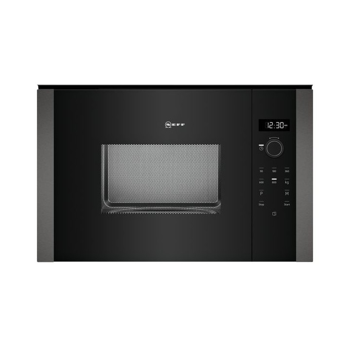 NEFF N 50 Built in Automatic Programme Microwave Oven Black Glass with Graphite Grey Trims 38cm - HLAWD23G0B