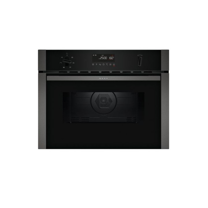 NEFF N 50 Circotherm 15 Programme Compact Microwave Oven Black Glass with Graphite Grey Trims 45cm - C1AMG84G0B