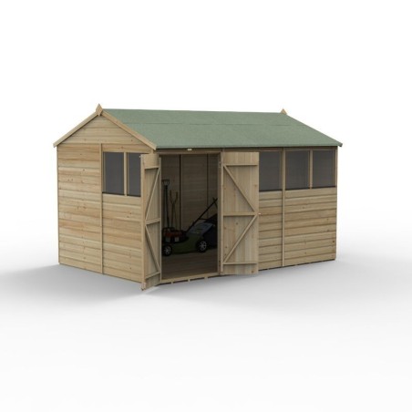 Beckwood 12x8 Reverse Apex Shed 6 Windows Double Door