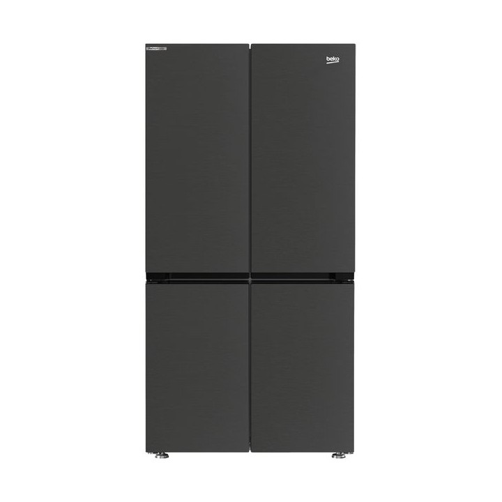 Beko American Style Side By Side Fridge Freezer with LED Display Black Steel 978mm - GN446224DVPZ