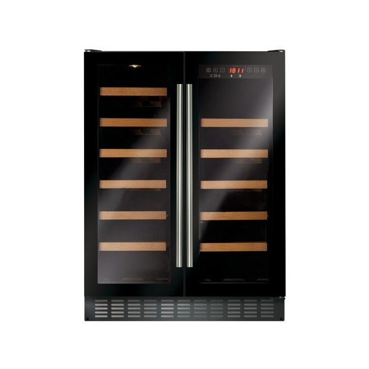 CDA 600mm Freestanding / Under Counter Wine Cooler Double Door Black - FWC624BL