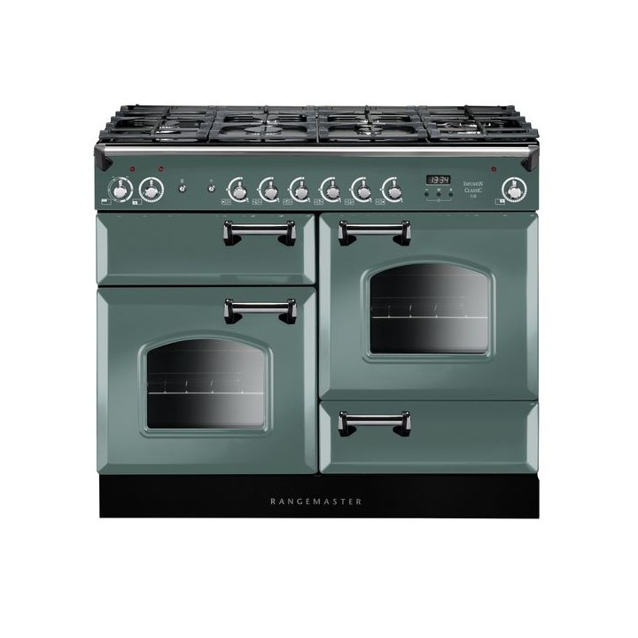 Rangemaster Infusion Dual Fuel Range Cooker Mineral Green 110cm - INF110DFFMG