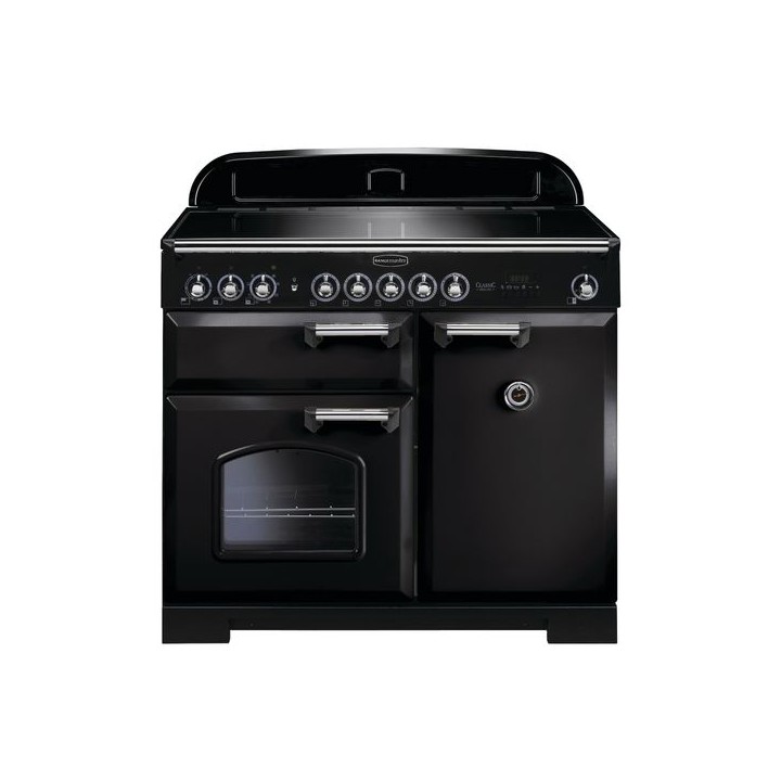 Rangemaster Classic Deluxe Induction Range Cooker 100cm Black with Chrome Trim - CDL100EIBL/C